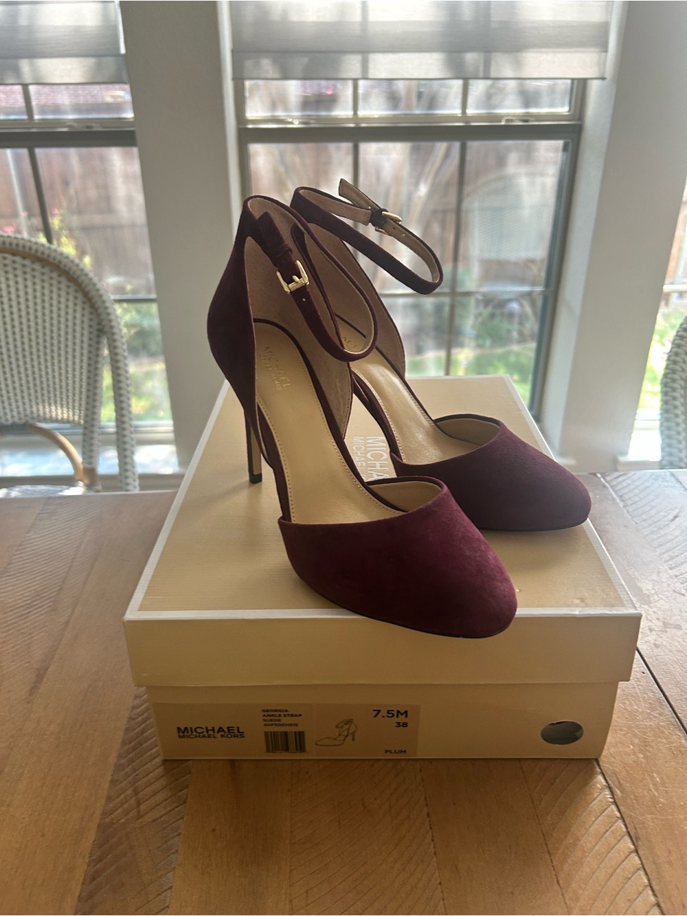 Michael Kors Plum Suede Ankle-Strap Pumps